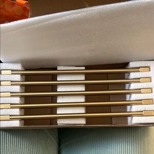 5 Pack Classic Solid Cabinet Handles Champagne Gold Kitchen Drawer Pulls 10.08